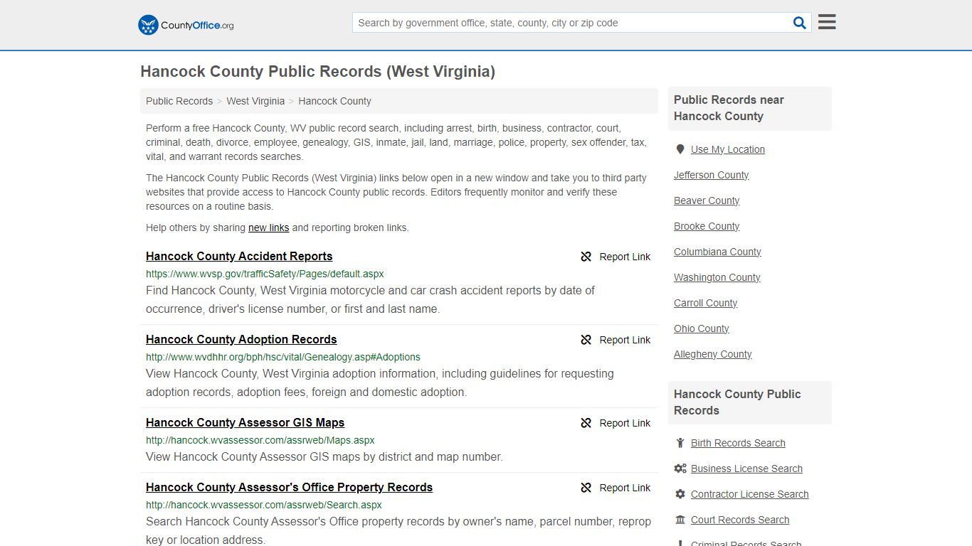 Public Records - Hancock County, WV (Business, Criminal, GIS, Property ...